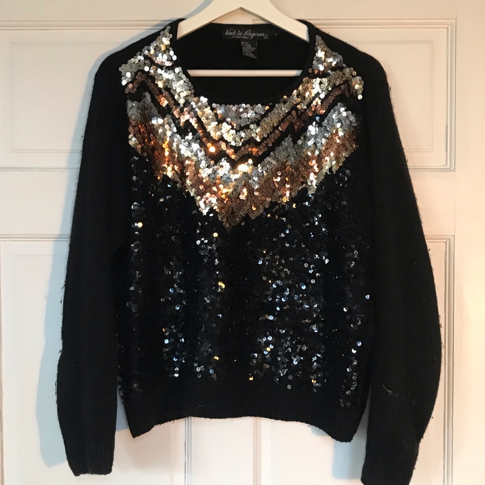 Vintage sequined silk blend sweater